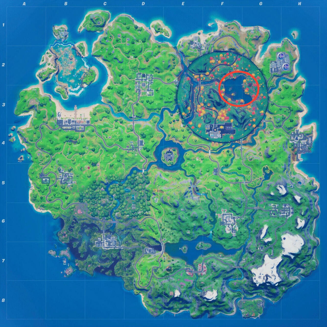 Fortnite Heart Lake地點