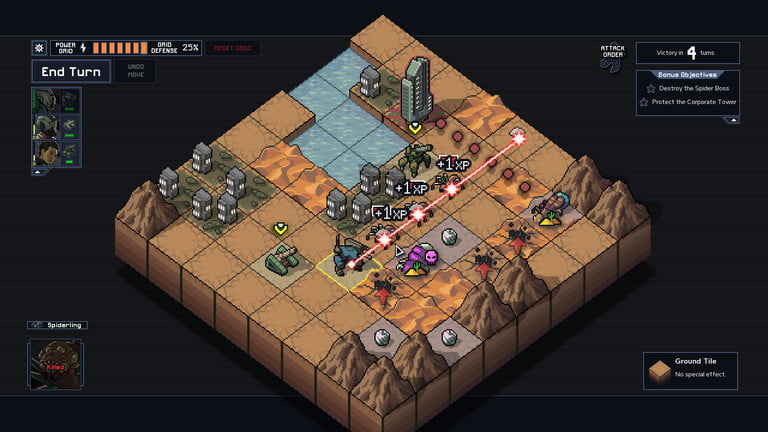 Into the Breach 地圖的俯視圖。