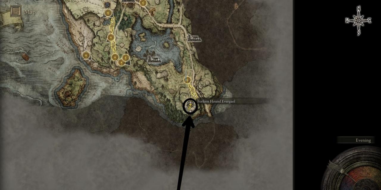 獵犬騎士 Darriwillolocation 在 Elden Ring 的地圖上