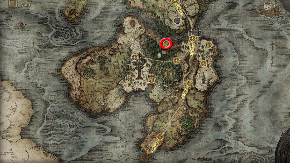 地洞洞穴在 Elden Ring 地圖上的位置