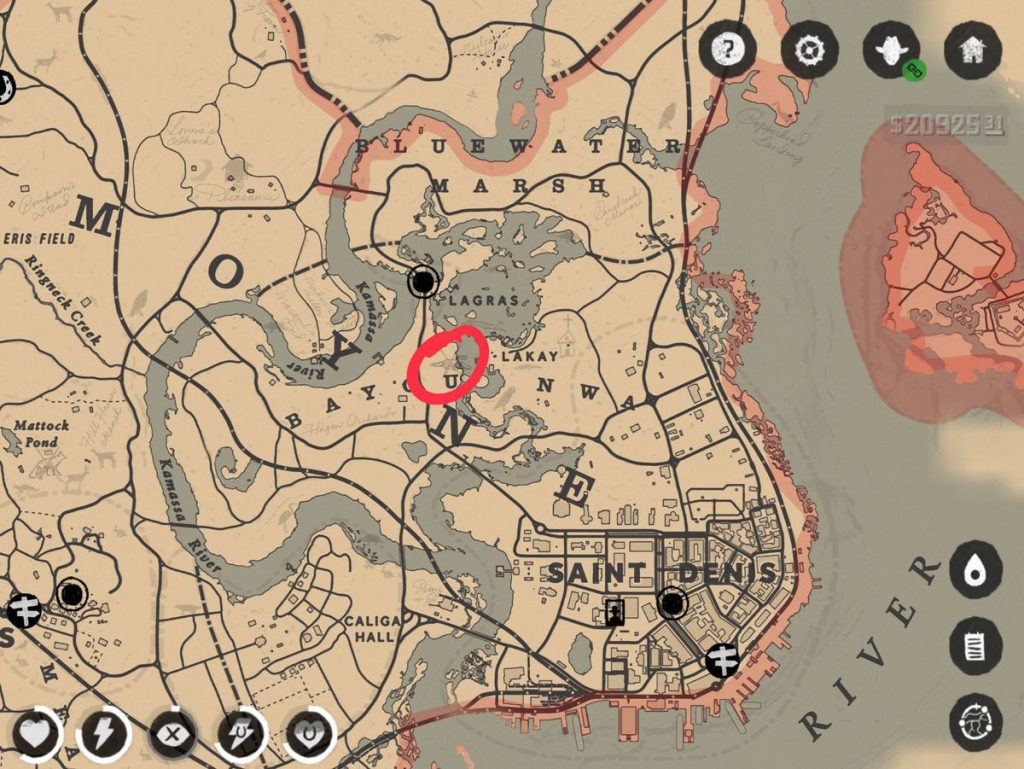 Red Dead Redemption 2 Legendary Bullgator 地圖