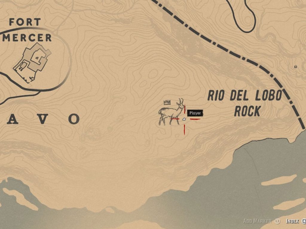 Red Dead Redemption 2 傳奇叉角羚地圖