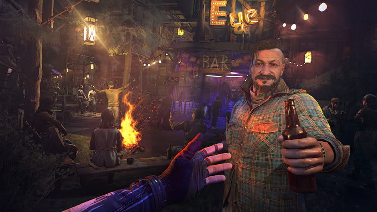 在消逝的光芒 2 中，弗蘭克遞給玩家一杯啤酒。