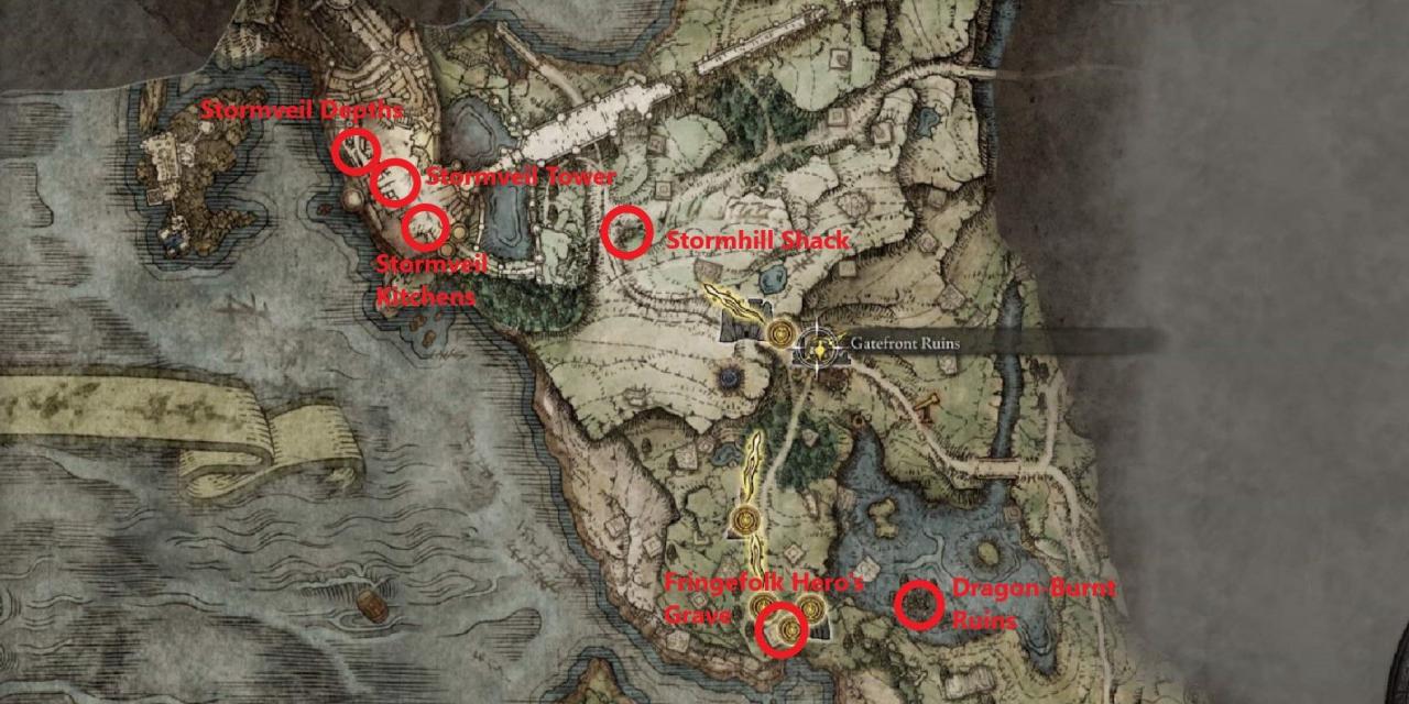 利姆斯格雷夫石劍位置的埃爾登環地圖
