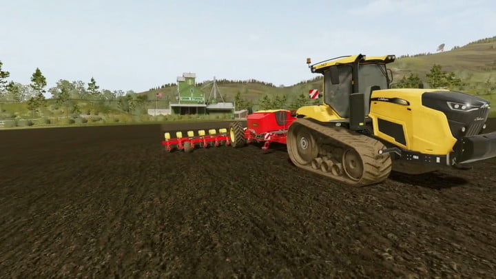 Farming Simulator 20 中田間的拖拉機。