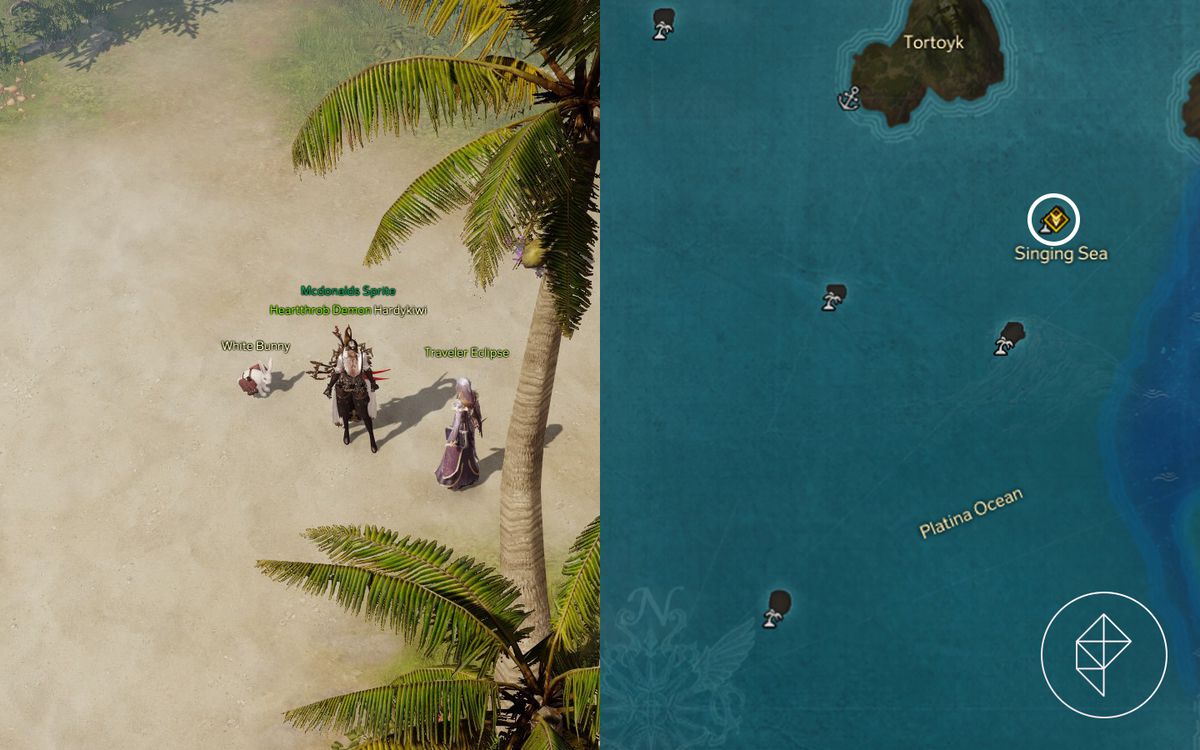 一張地圖，顯示在哪裡可以找到 Traveler Eclipse 在水中