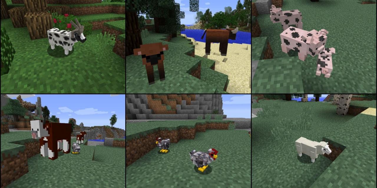 改裝農場動物的 Minecraft 拼貼畫