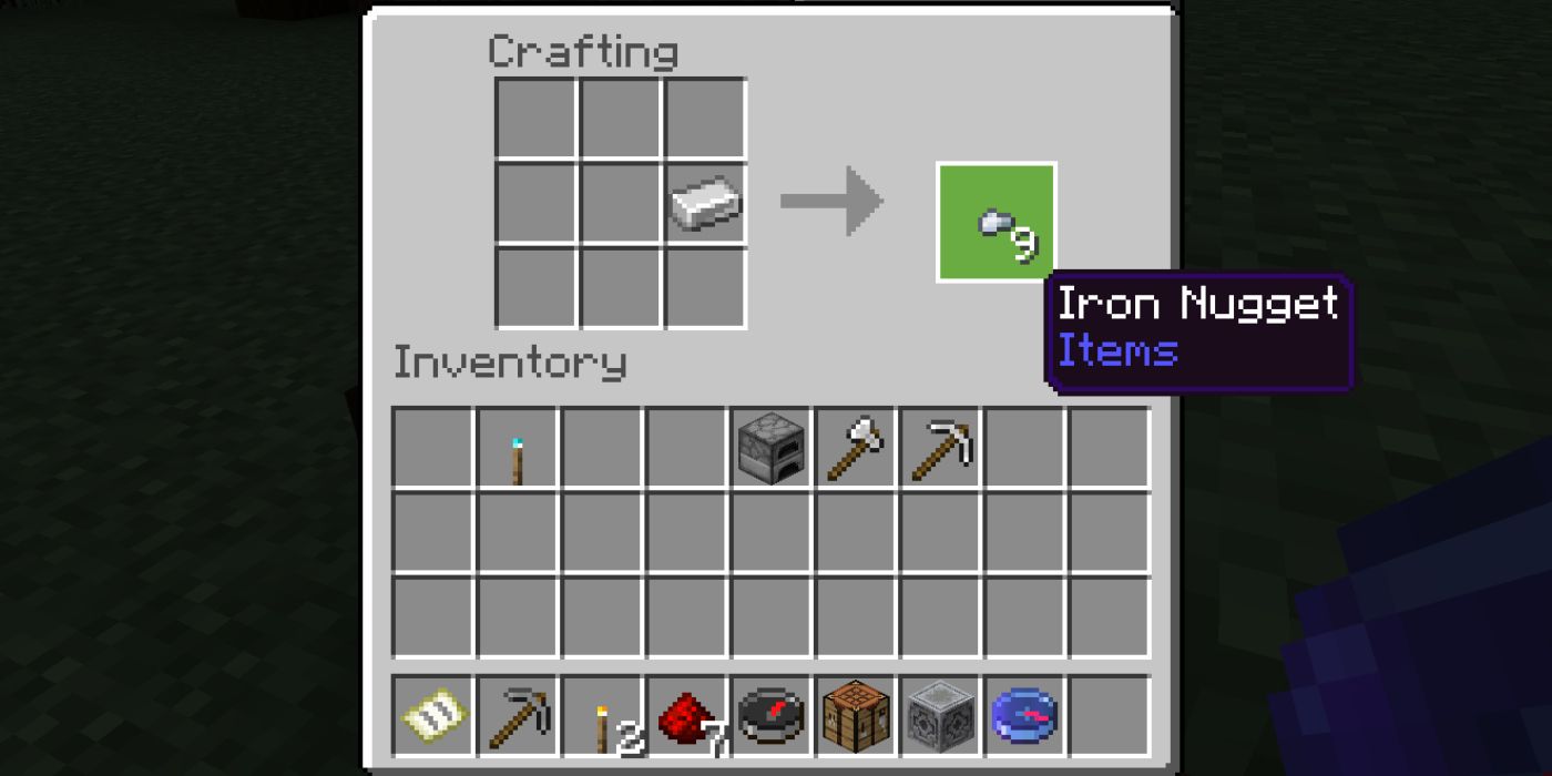 截圖 Minecraft Iron nugget 食譜