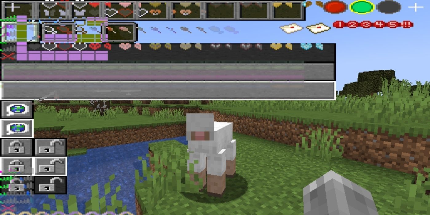 Minecraft Visual Glitch Bug 解決方案 - 來自 Minecraft 玩家的屏幕截圖，他們的屏幕出現故障並顯示了很多不正確的東西