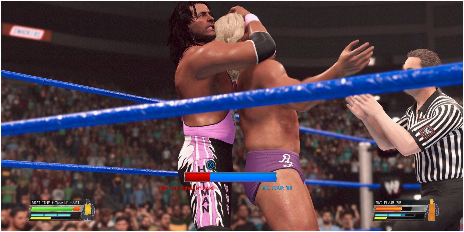 WWE 2k22 布雷特·哈特 (Bret Hart) 擊中 Flair 的臥舖