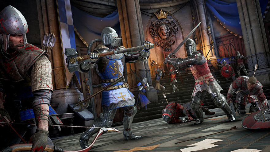 阿加莎騎士團和梅森騎士團在王座室的戰鬥宣傳《騎士精神 2》截圖。