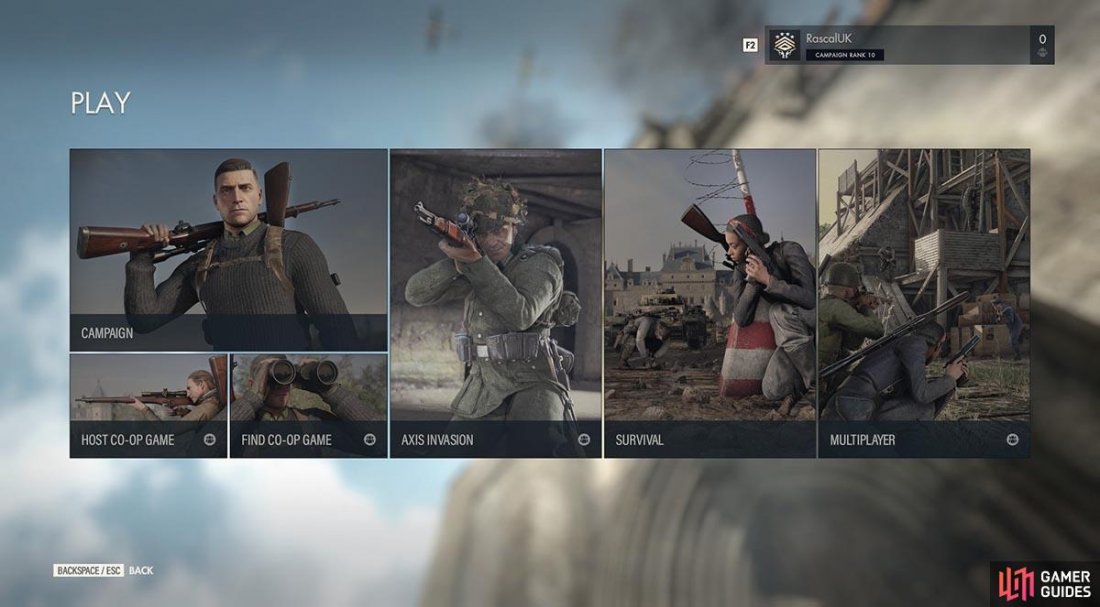 Sniper Elite 5 模式選擇屏幕提供了大量的遊戲選擇。